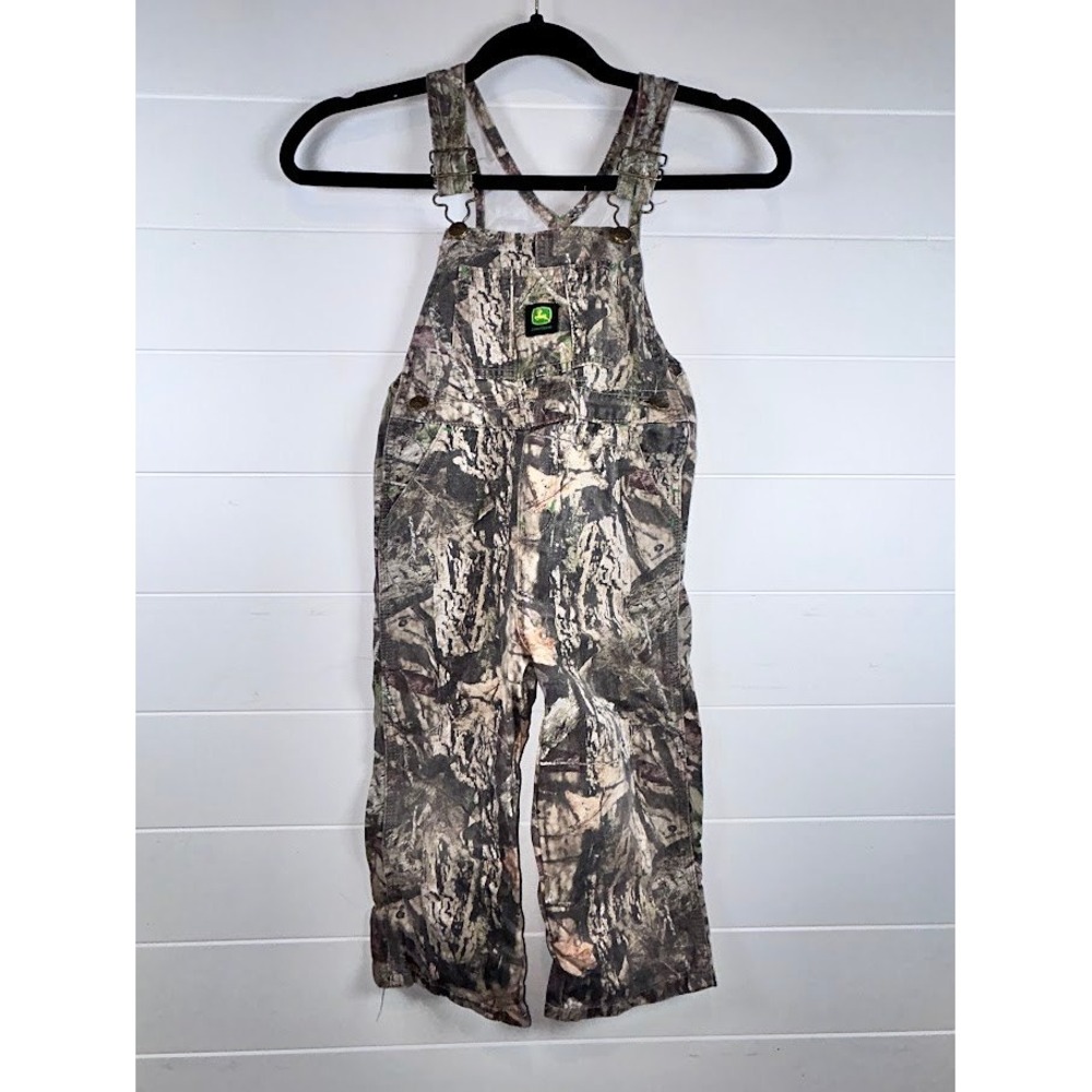 Kids John Deere Camo Overalls 4T Durable Mossy Oak Woodland Outdoor Workwear